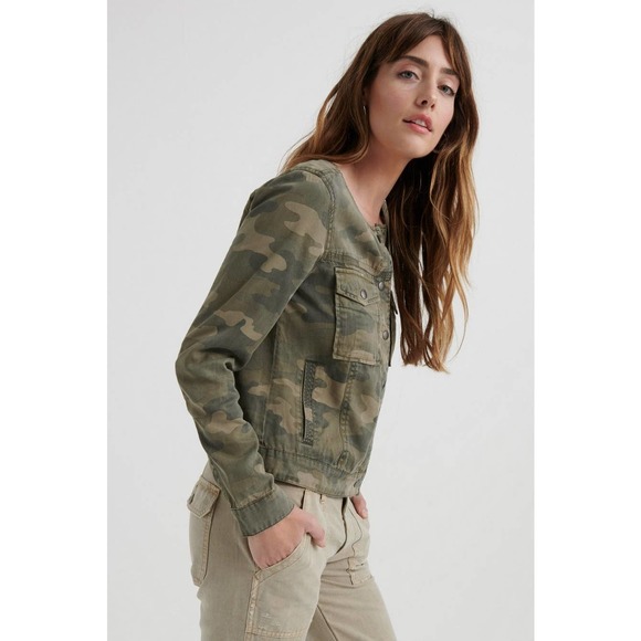 Lucky Brand Camo Collarless Olive Multicolor Trucker XL - Picture 9 of 9